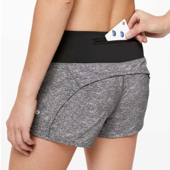 Lululemon Run Speed Up Shorts Womens 4 Heather Gray Black Liner Drawcord Workout - Picture 4 of 11